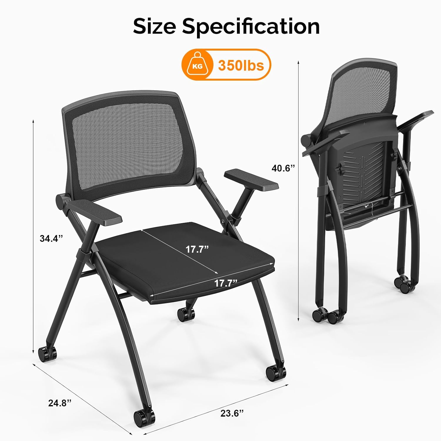Office Furniture Custom - 10 Stackable Conference Chairs Wheels Fold