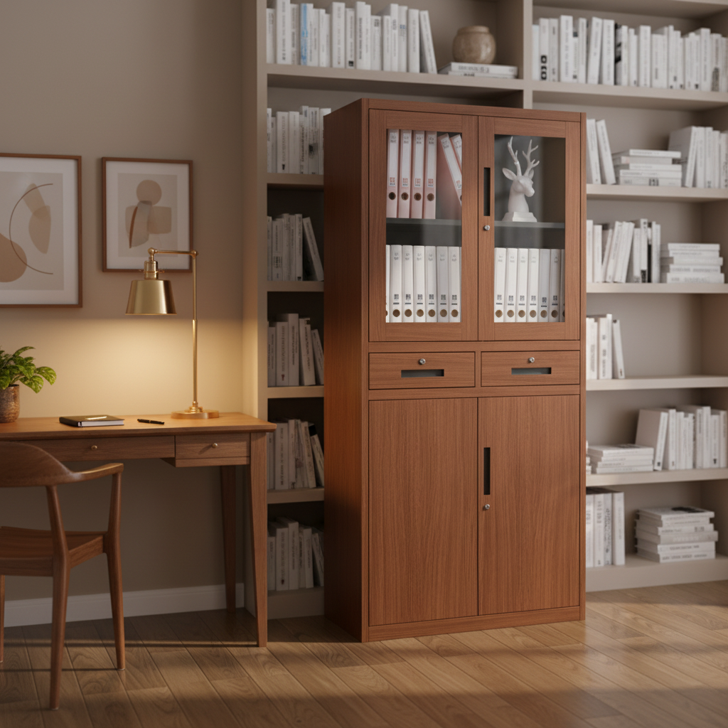 Office Furniture Filing Cabinets - Hot Sale Brown Wood Grain Metal