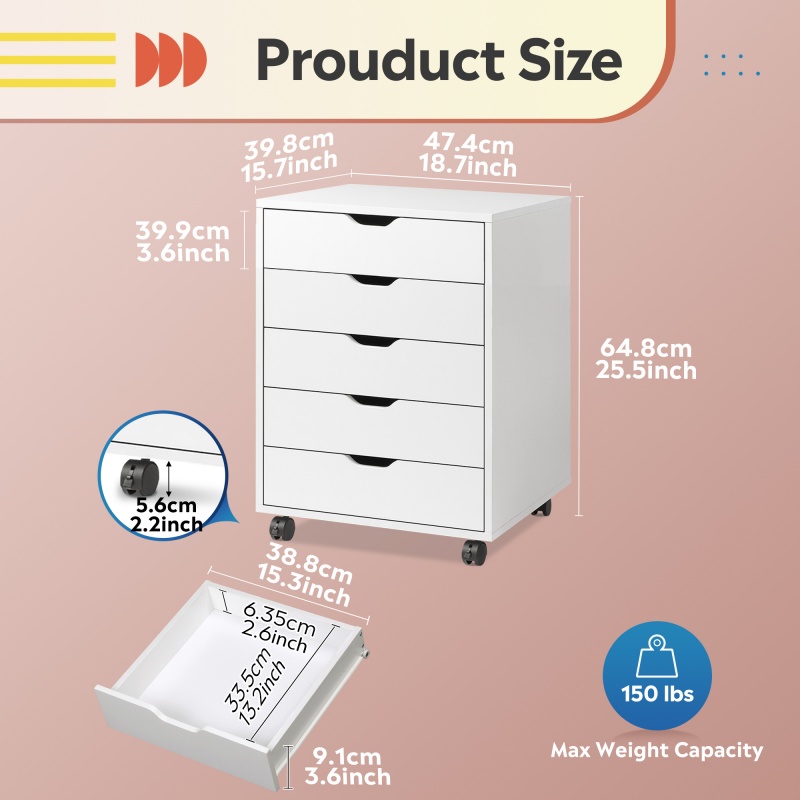 GALAXHERO 5 Drawer Wood Storag - Office Furniture Filing Cabinets incelemesi ve fiyatı