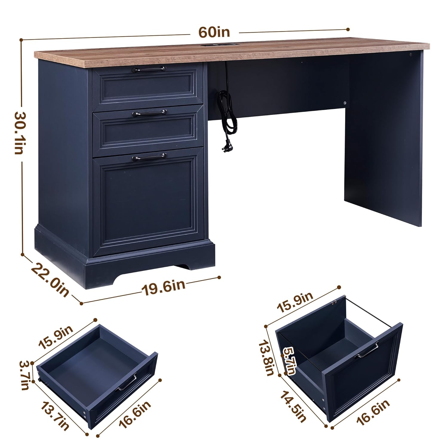60in Farmhouse Executive Desk  - Office Furniture Filing Cabinets incelemesi ve fiyatı