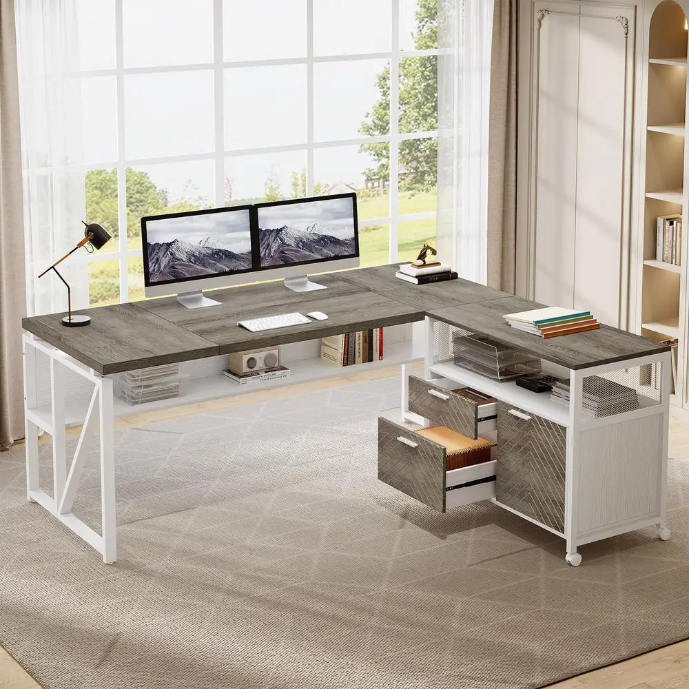 LShaped Desk with Drawers, 63  - Office Furniture Filing Cabinets incelemesi ve fiyatı