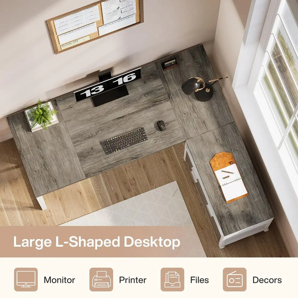 LShaped Desk with Drawers, 63  - Office Furniture Filing Cabinets incelemesi ve fiyatı