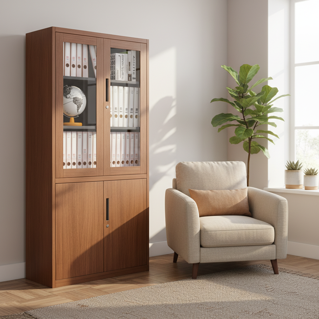 Hot Sale Brown Wood Grain Meta - Office Furniture Filing Cabinets incelemesi ve fiyatı